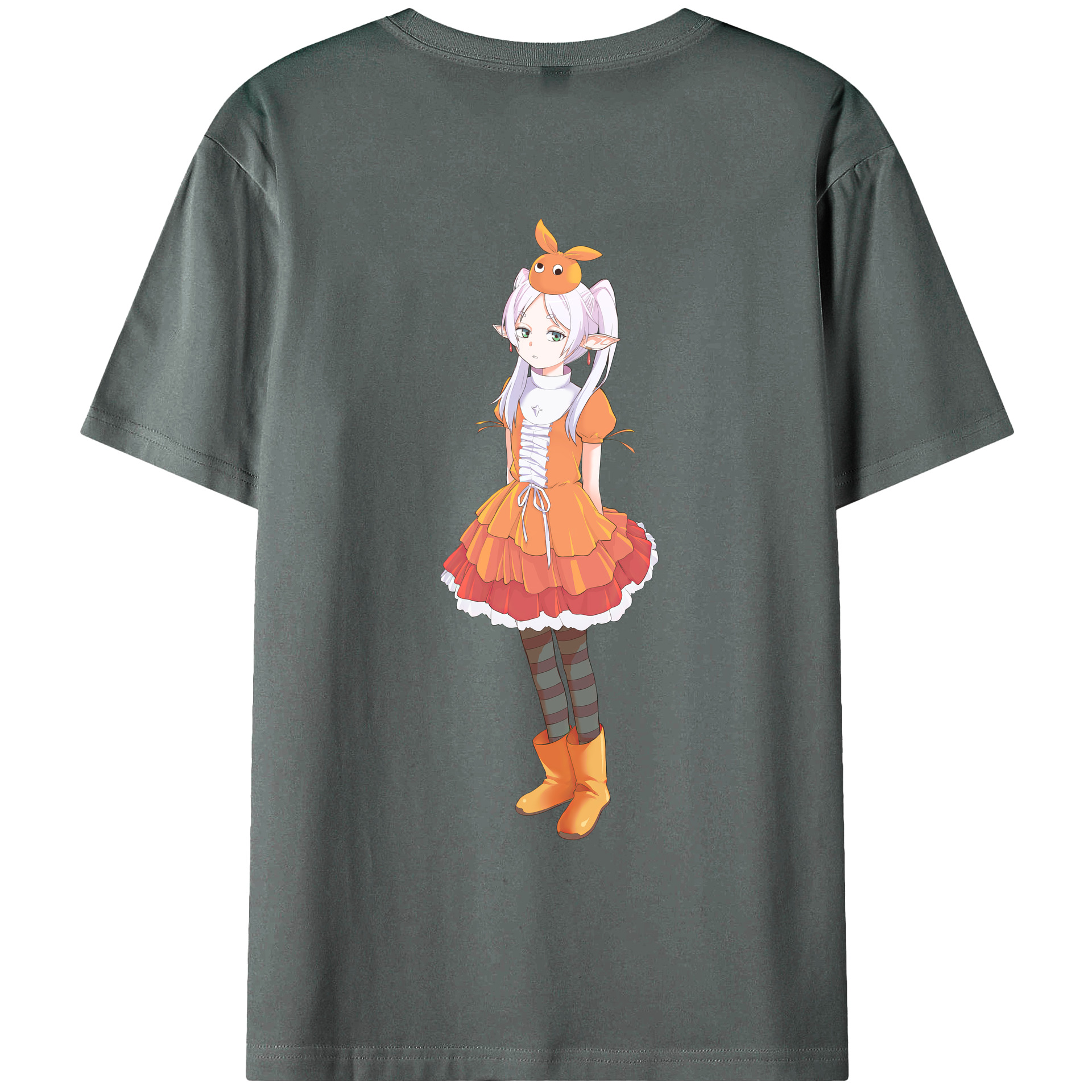 （画像用） 葬送のフリーレン Frieren 綿100％ メンズ半袖Tシャツ（バックプリント） 通気性